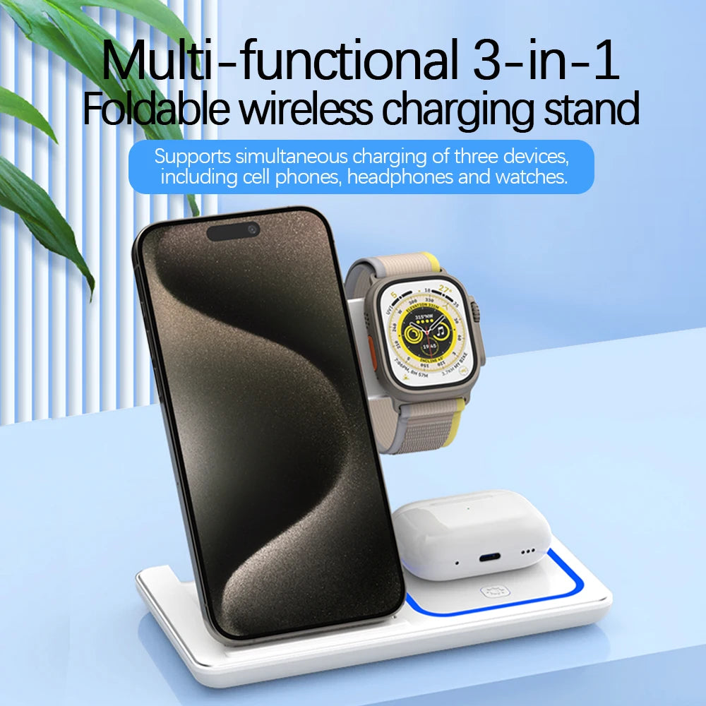 Fast Wireless Charger Stand (3 in 1)