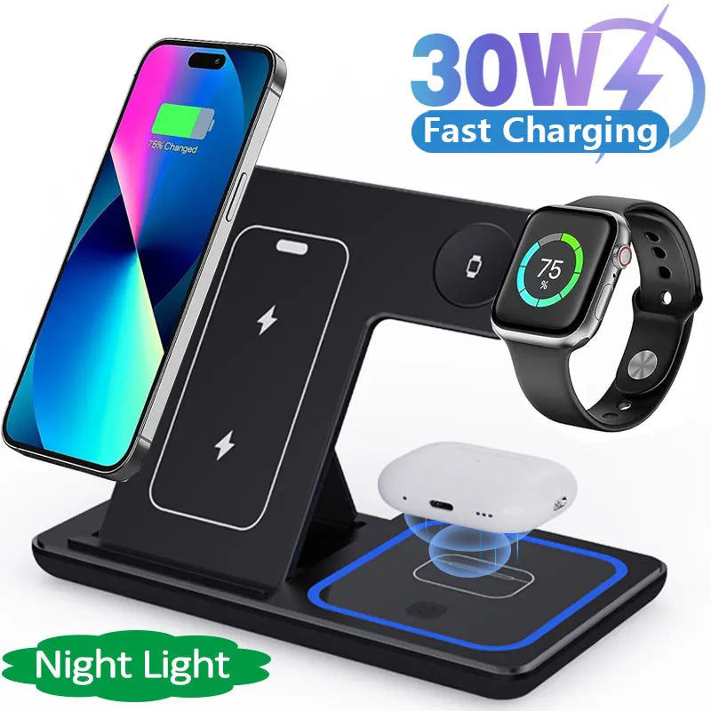 Fast Wireless Charger Stand (3 in 1)